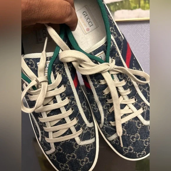Men's Size 16 New Never Worn gucci 1977 Sneaker Navy with Gucci Details